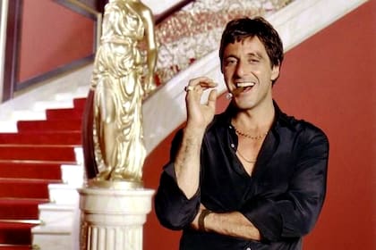 Pacino en el backstage de la filmación de la película "Scarface", estrenada en Argentina en 1984