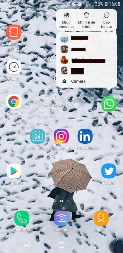 Los accesos directos del menú secreto aparecen al pulsar el ícono de Whatsapp