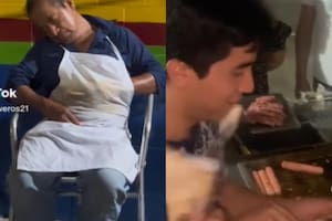 Los adolescentes lograron vender varios panchos mientras el dueño dormía (Foto:TikTok: @angel_vies)