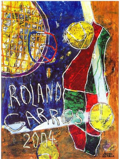 Los afiches de Roland Garros son un clásico: aquí, el de 2004, realizado por el artista Daniel Humair