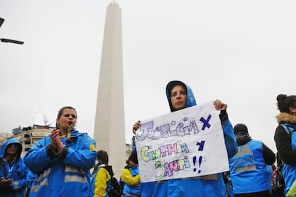 Agentes en la marcha de ayer en el Obelisco
