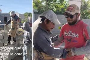 Los albañiles se tomaron un descanso y recrearon una fiesta de quince años