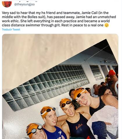 Los amigos de la exnadadora Jamie Cail se despidieron de ella en redes sociales