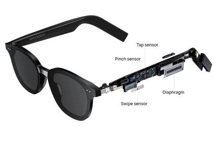 Los anteojos inteligentes de Huawei están equipados con un parlante y un sensor táctil ubicado en la patilla