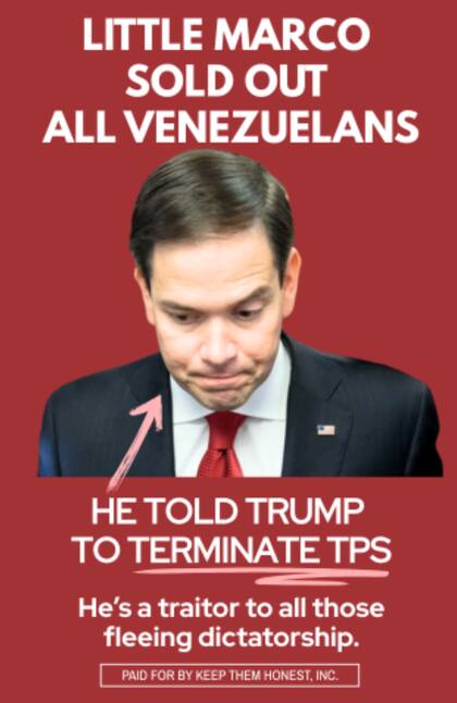 Los anuncios acusan a Marco Rubio y otros congresistas de ser traidores contra los migrantes