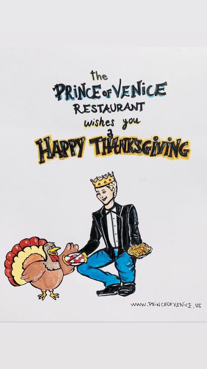 Los anuncios de su local lo tienen a él en versión caricatura.