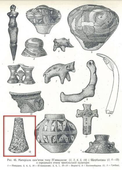 Los arqueólogos identificaron la herramienta como un hacha de cobre de 5.000 años de antigüedad de la cultura Trypillya