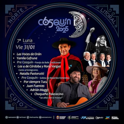 Los artistas que participan de la séptima Luna del Cosquín 2025