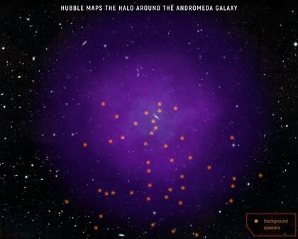 Los astrónomos de la NASA gracias al Telescopio Espacial Hubble lograron cartografiar por primera vez en detalle el halo de Andrómeda, la inmensa nube de gas que la rodea por completo