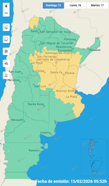 Los avisos por tormentas para este domingo en todo el país.