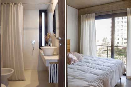 Los baños continúan con la paleta grisácea del resto de los ambientes.