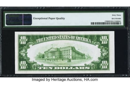 Los billetes certificados de US$10, de 1933, se consideran "el santo grial"