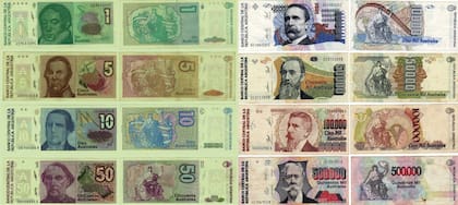 Los billetes del Plan Austral impulsado por Raúl Alfonsín en 1985