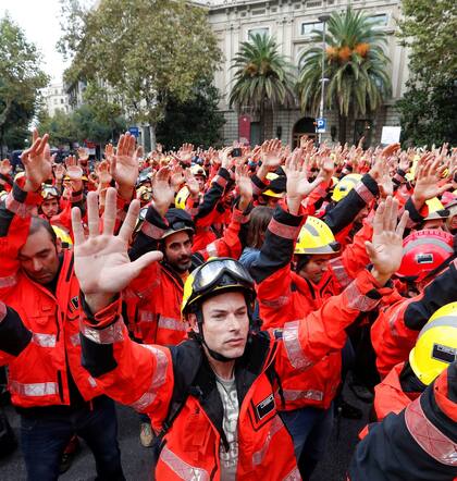 Los bomberos se unieron al paro