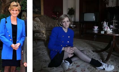 Los botones dorados típicos del vestuario de Diana con otro corte de blazer