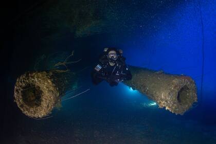 Los cañones del acorazado IJN Nagato
