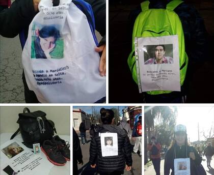 Los carteles con imágenes buscan visibilizar y difundir el rostro de las personas desaparecidas