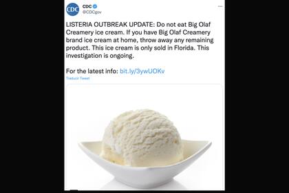 Los CDC advirtieron sobre la infección por listeria que podría estar relacionada con una marca de helado