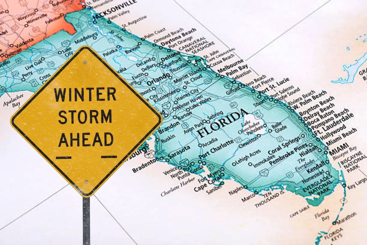 Mapa de tempestade de inverno na Flórida. até onde chegará a frente fria hoje domingo? Mapa de tempestade de inverno na Flórida. até onde chegará a frente fria hoje domingo?