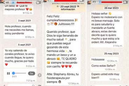 Los chats de 2021, 2022 y 2023 que compartió Julio Iglesias con las denunciantes (Capturas: Instagram @julioiglesias)