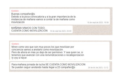 Los chats de la causa número CFP 4489/2023 que señalan un sistema de castigos, multas y contraprestaciones para acceder a planes y alimentos