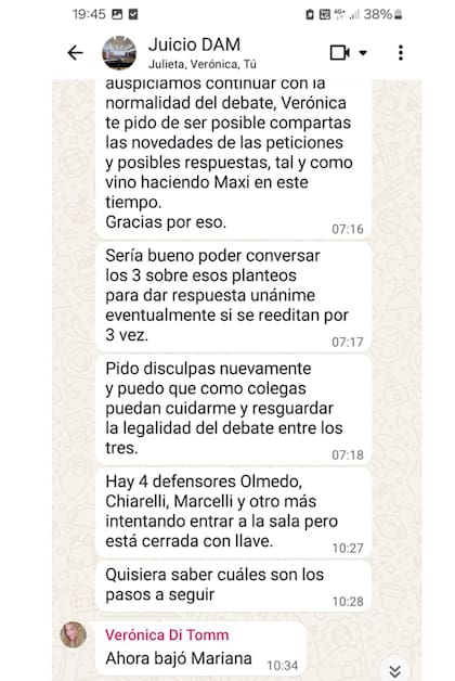 Los chats entre la jueza Julieta Makintach y sus colegas del tribunal