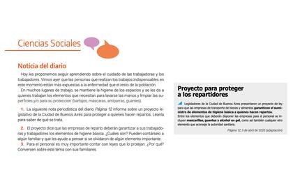 Los chicos de 2ndo y 3er grado deben leer una nota periodística del diario Página 12 sobre un proyecto legislativo presentado por Lucía Campora, sobrina nieta del expresidente peronista y quien forma parte de la agrupación juvenil kirchnerista