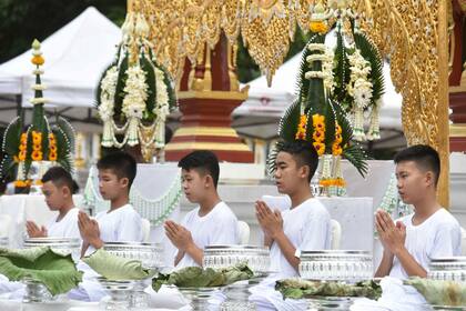 Los chicos participaron de un rito budista