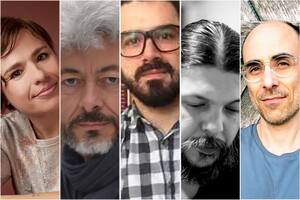 Los cinco finalistas del Premio Fundación Medifé Filba. Betina González, Carlos Gamerro, Ezequiel Pérez, Juan Mattio y Víctor Goldgel