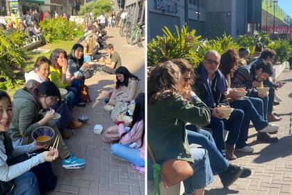 Los clientes de Orei eligen consumir su ramen en la vereda