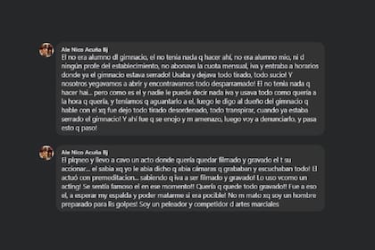 Los comentarios de Acuña en un posteo de Facebook donde brinda algunos detalles sobre el altercado