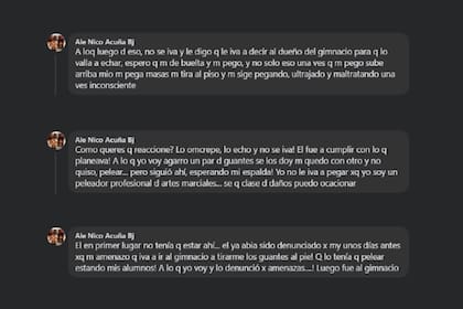 Los comentarios de Acuña en un posteo de Facebook donde brinda algunos detalles sobre el altercado