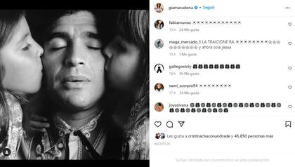 Los comentarios de algunos usuarios en la última publicación de Gianinna Maradona
