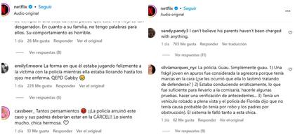 Los comentarios de indignación por parte de los espectadores sobre el accionar de la policía
