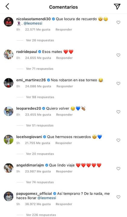 Los comentarios de los jugadores de la Selección en la foto de Messi