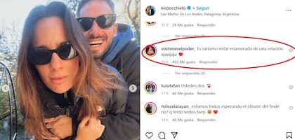 Los comentarios de los seguidores que celebraron el viaje de Occhiato y Jazmín Peña