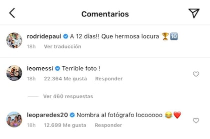 Los comentarios de Messi y Paredes en la foto de De Paul