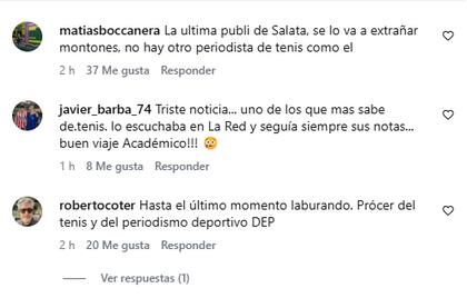 Los comentarios de sus seguidores en Instagram