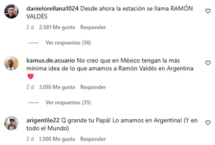 Los comentarios en el posteo de Esteban Valdés evidenciaron el cariño que se mantiene por quien dio vida a Don Ramón