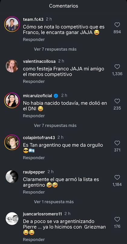 Los comentarios en Instagram al desafío viral de Franco Colapinto