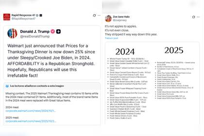 Los comentarios en redes sociales sobre la cena de Thanksgiving de Walmart y la advertencia de Trump