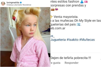 Los comentarios que se pueden observar en la cuenta de Instagram de Matilda, manejada por Luciana Salazar