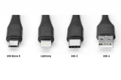 Los cuatro conectores más populares: micro USB, Lightning, USB-C y USB-A