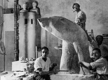 Los cuatro hermanos escultores Emiliano (1896-1936), Martín (1899-1981), Pedro (1902-1982) y Alberto (1906-1969).