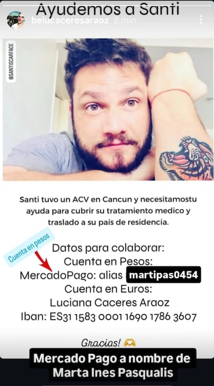 Los datos para donar y ayudar a Santiago