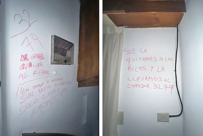 Los delincuentes pintaron varias paredes de la casa de la víctima
