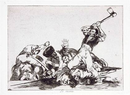 Los desastres de la guerra: lo mismo (1810-14) El título alude al de la estampa anterior, Con razón o sin ella. La primera mostraba la muerte de los españoles: esta, la de franceses.
