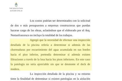 Los detalles de la inspección a la piscina de la polémica, en el expediente judicial