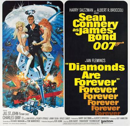 Los diamantes también fueron para siempre en la película de James Bond de 1971 y la canción de Shirley Bassey "Los diamantes son eternos"