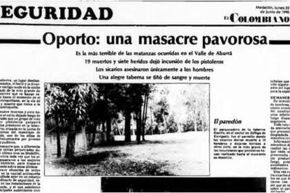 Los diarios registraron la masacre ocurrida en un exclusivo sector de Medellín